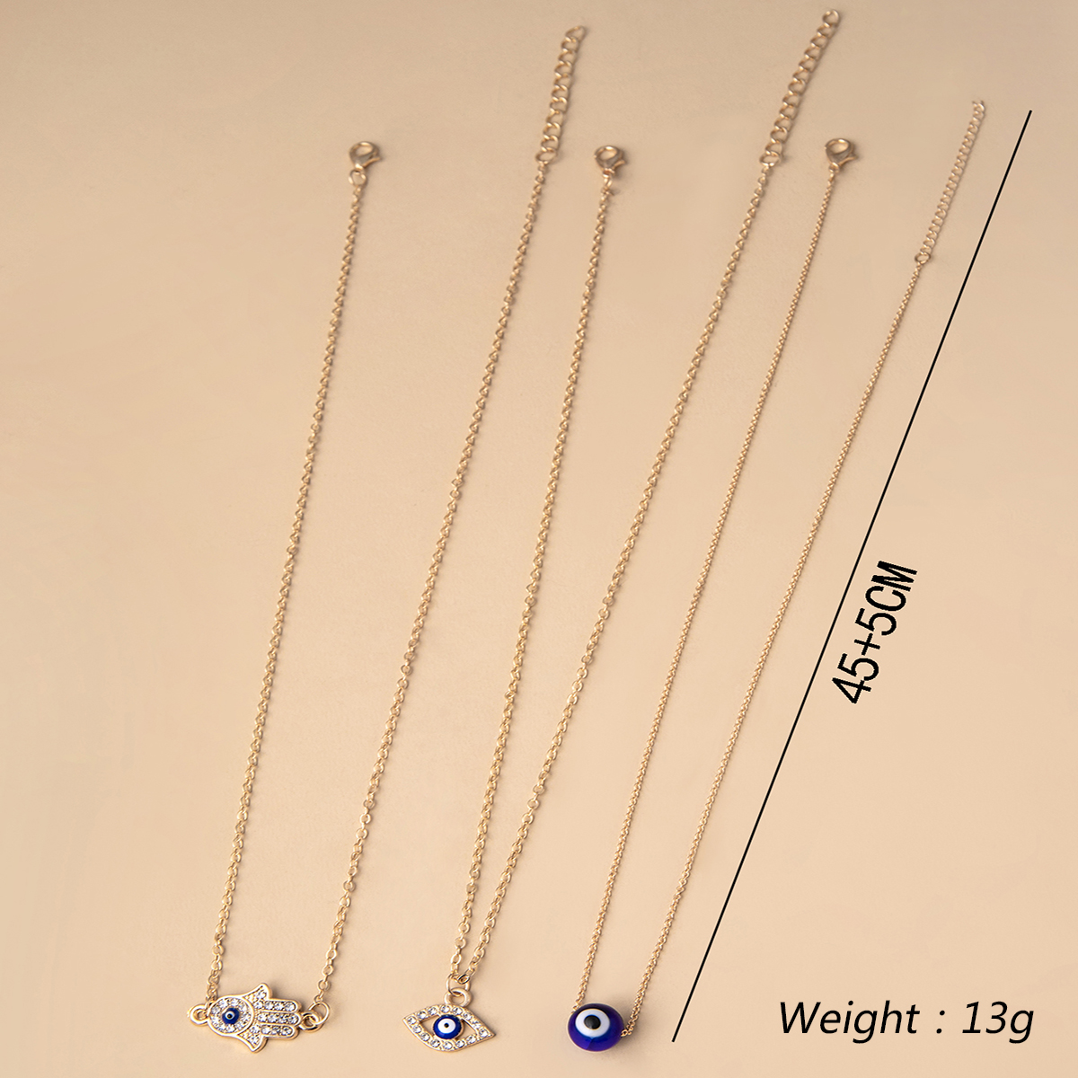 Fashion Devilu0027S Eye Palm Alloy Plating Glass Womenu0027S Layered Necklaces 1 Set