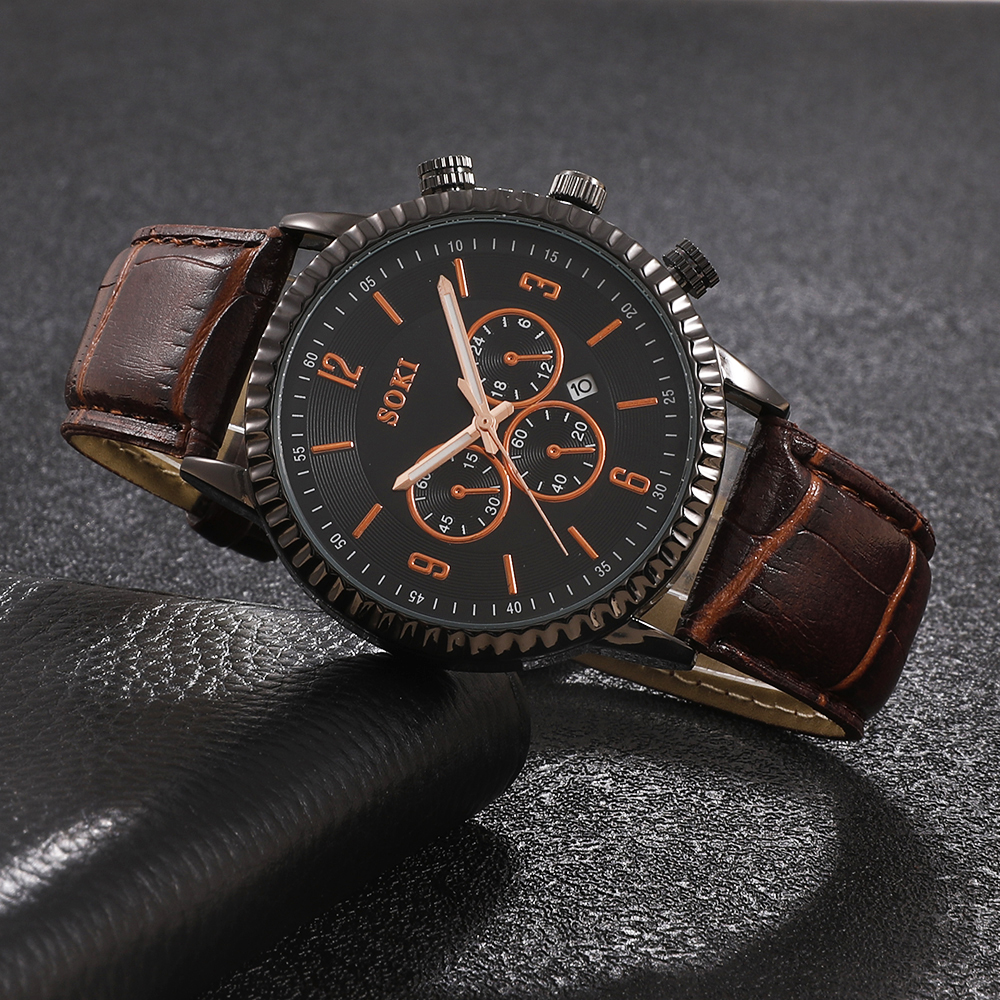 Fashion Round Buckle Quartz Menu0027s Watches