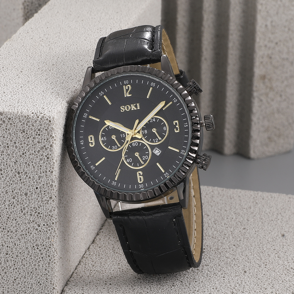 Fashion Round Buckle Quartz Menu0027s Watches