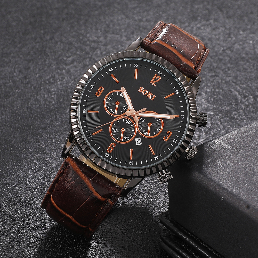 Fashion Round Buckle Quartz Menu0027s Watches