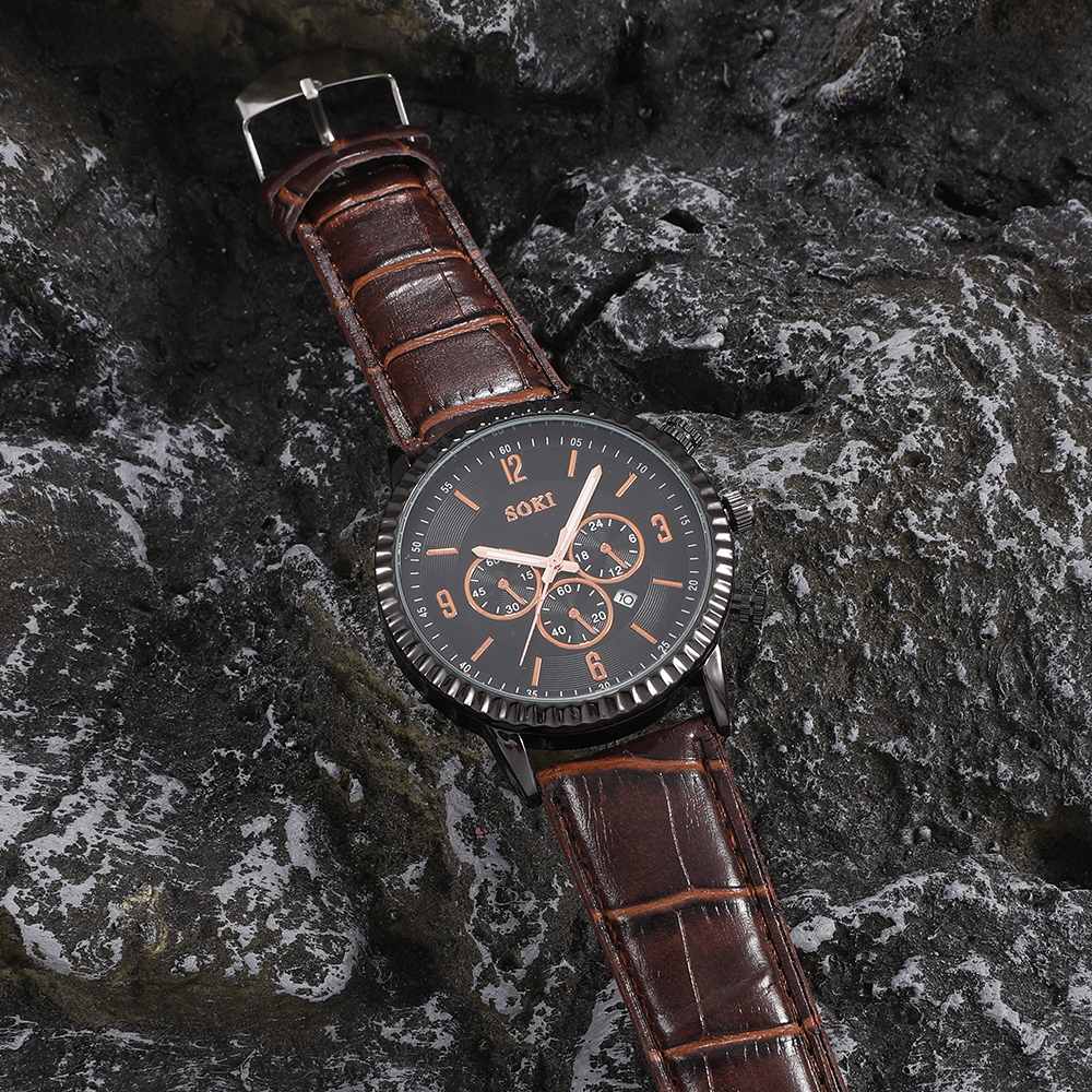 Fashion Round Buckle Quartz Menu0027s Watches