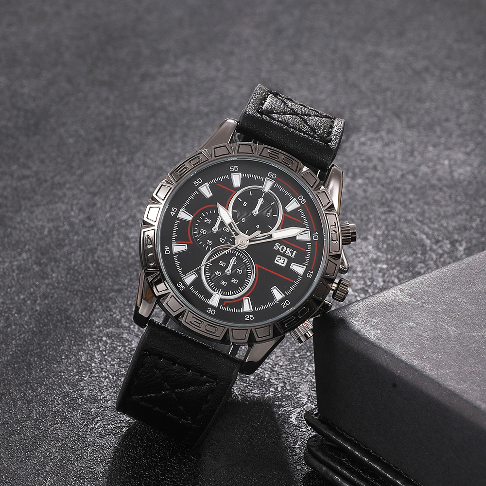 Fashion Round Buckle Quartz Menu0027s Watches