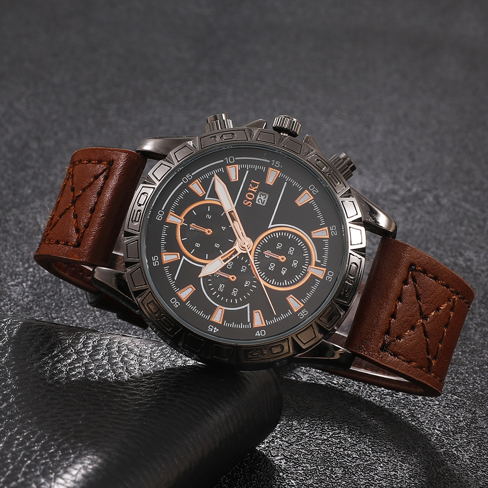 Fashion Round Buckle Quartz Menu0027s Watches