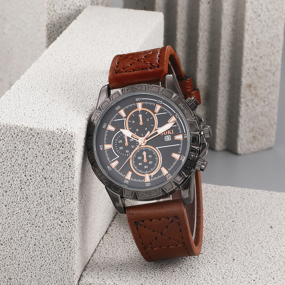 Fashion Round Buckle Quartz Menu0027s Watches