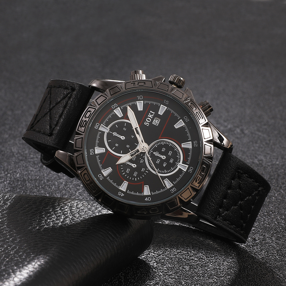 Fashion Round Buckle Quartz Menu0027s Watches