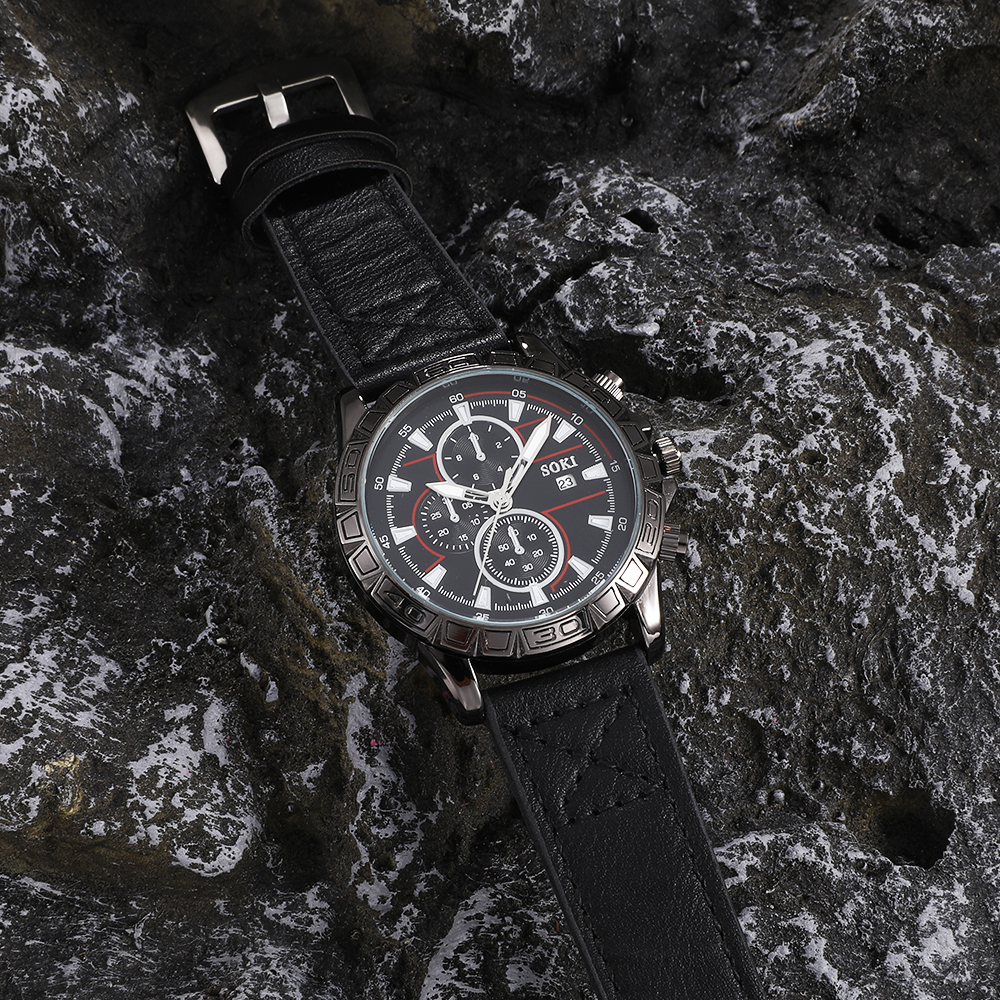 Fashion Round Buckle Quartz Menu0027s Watches