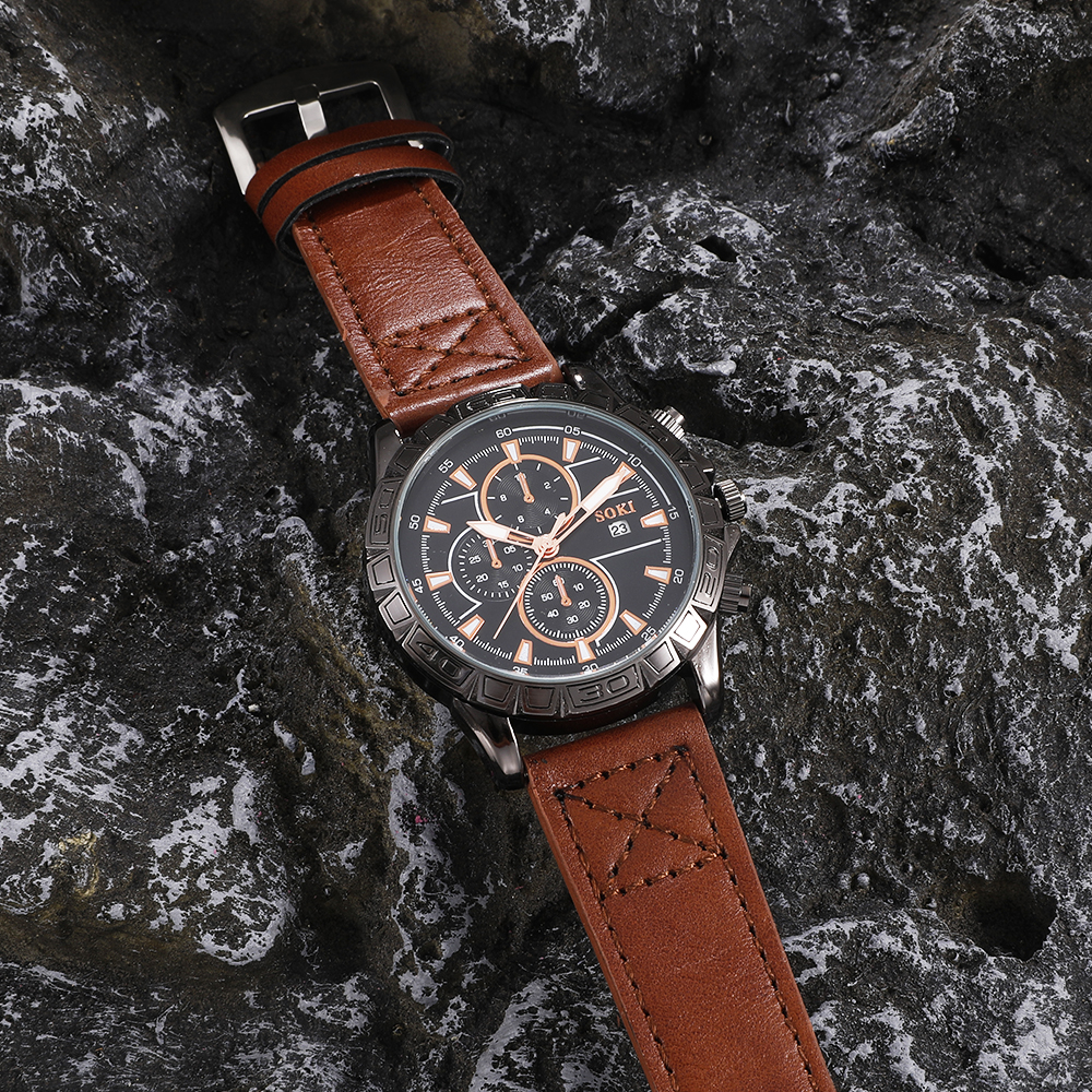 Fashion Round Buckle Quartz Menu0027s Watches