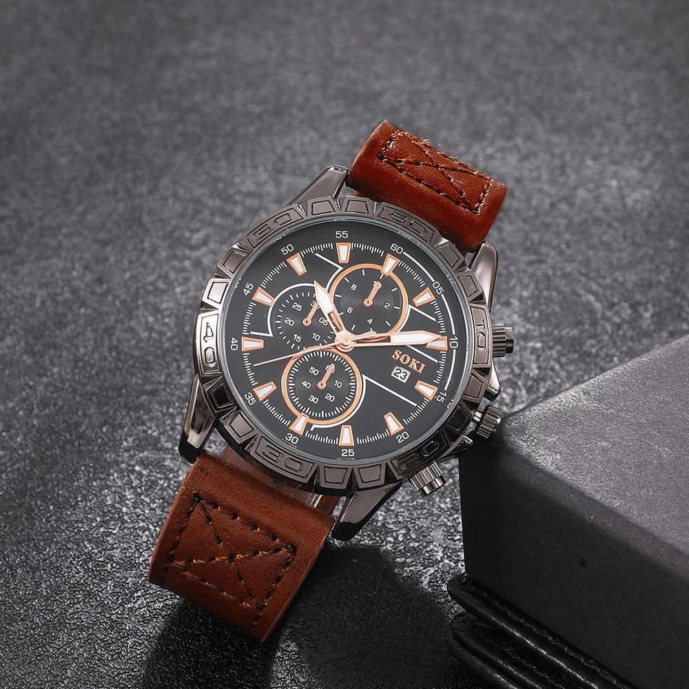 Fashion Round Buckle Quartz Menu0027s Watches