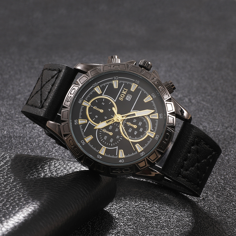 Fashion Round Buckle Quartz Menu0027s Watches