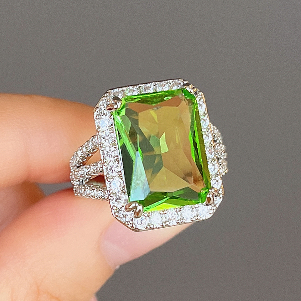 Glam Square Copper Inlay Zircon Rings 1 Piece