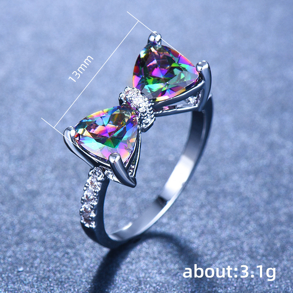 Luxurious Bow Knot Copper Plating Artificial Diamond Zircon Rings 1 Piece