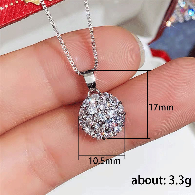 Shiny Geometric Copper Plating Artificial Diamond Zircon Pendant Necklace 1 Piece