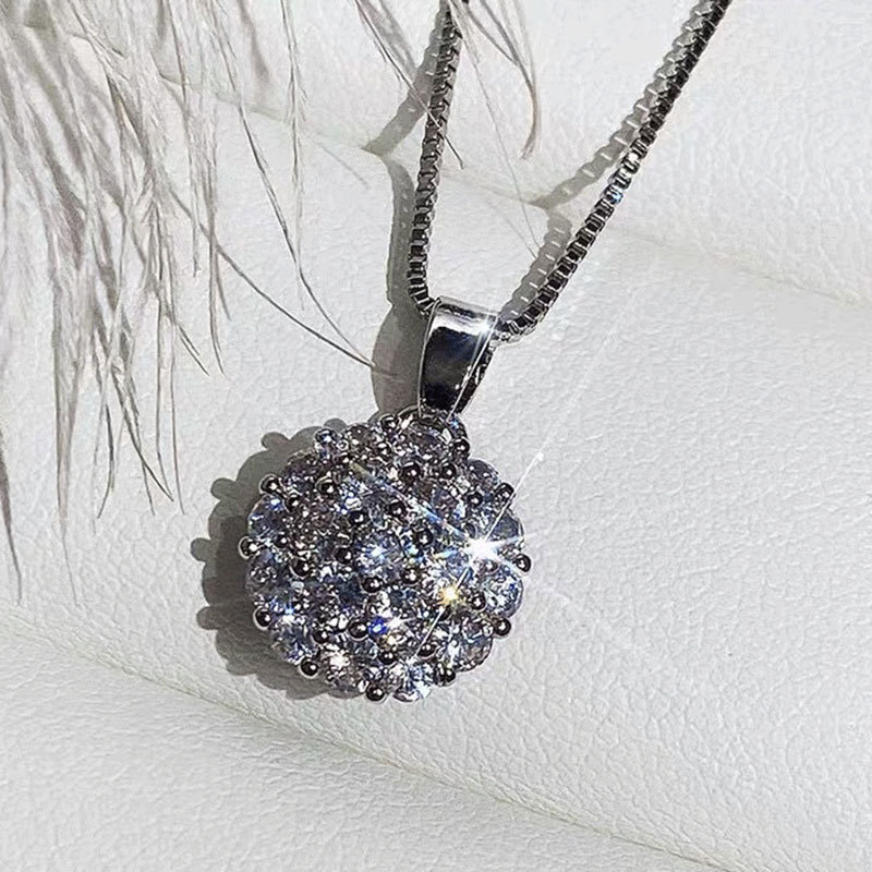 Shiny Geometric Copper Plating Artificial Diamond Zircon Pendant Necklace 1 Piece