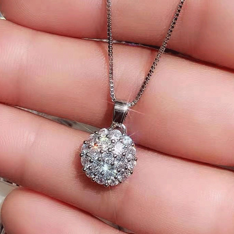 Shiny Geometric Copper Plating Artificial Diamond Zircon Pendant Necklace 1 Piece