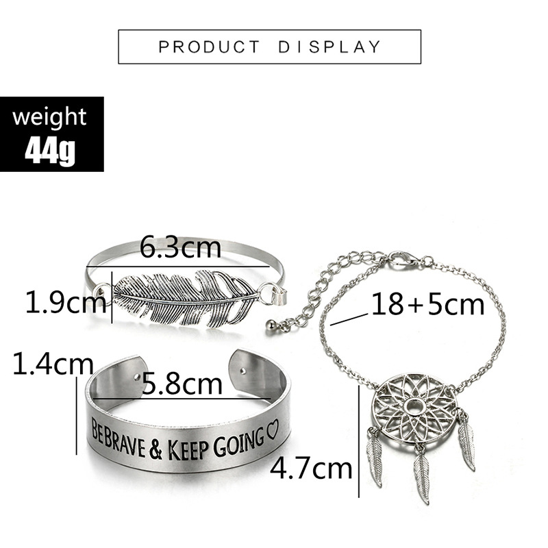 Simple Style Leaf Alloy Hollow Out Unisex Bangle 3 Piece Set