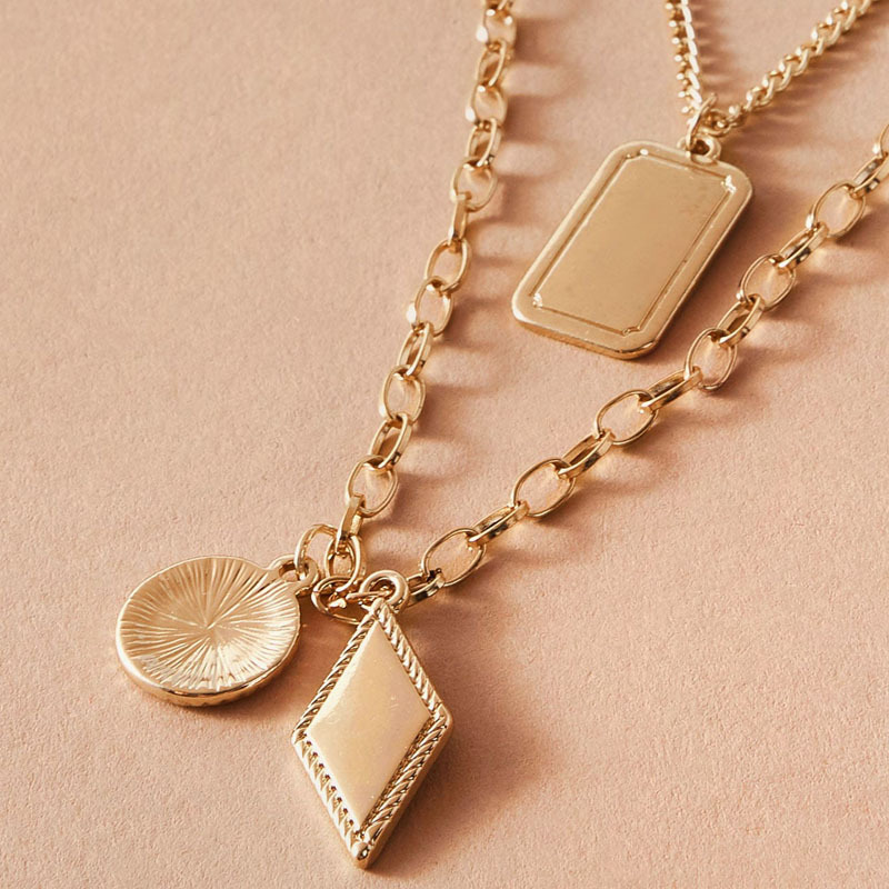 Simple Style Triangle Geometric Sun Alloy Layered Unisex Pendant Necklace 1 Piece