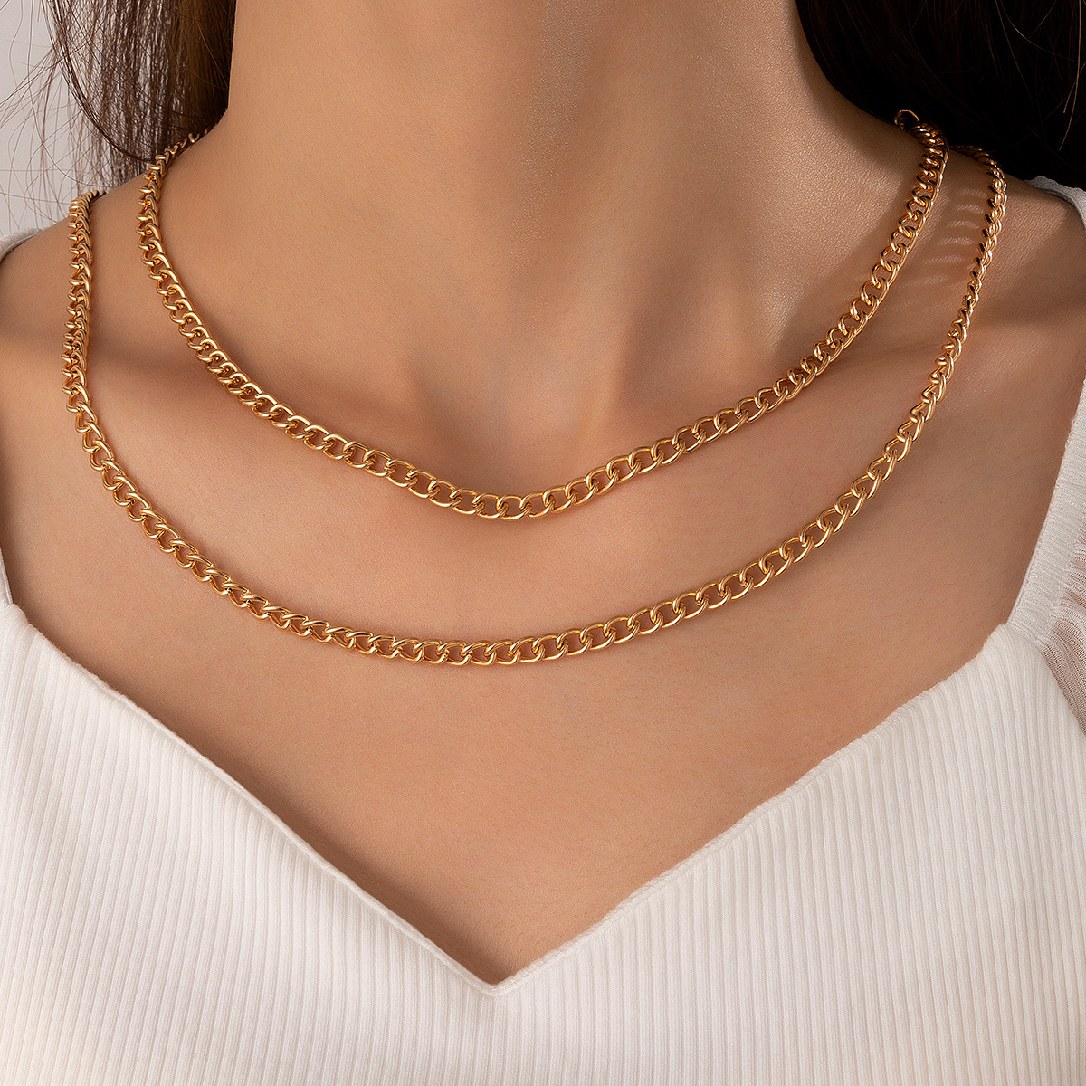 Simple Style Geometric Alloy Chain Unisex Layered Necklaces 1 Piece