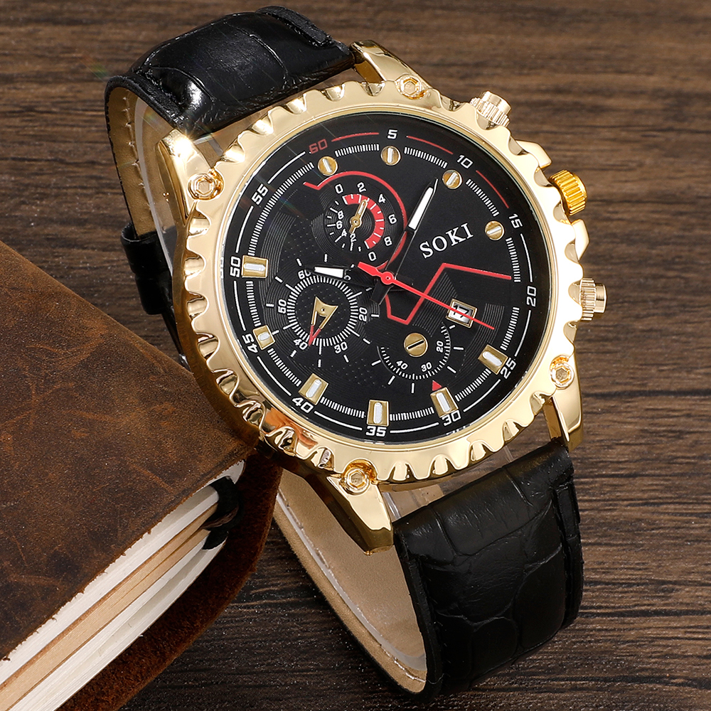 Fashion Round Buckle Quartz Menu0027s Watches