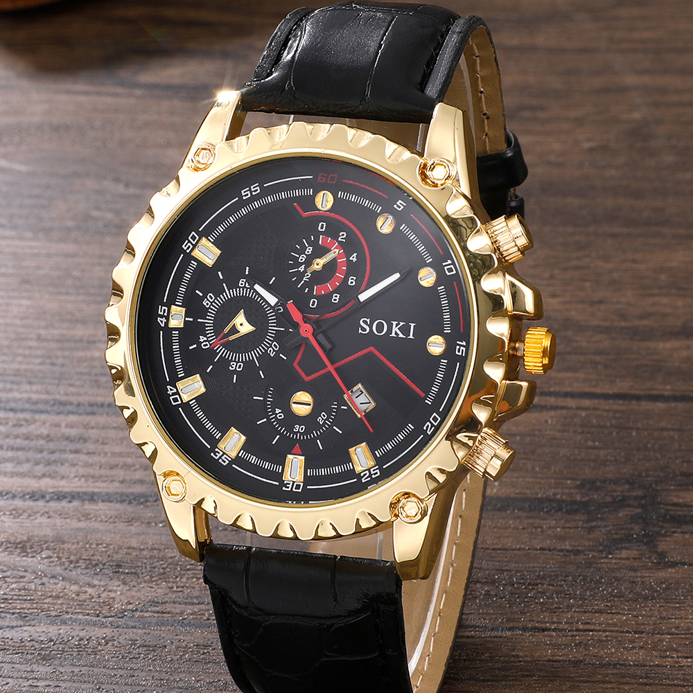 Fashion Round Buckle Quartz Menu0027s Watches