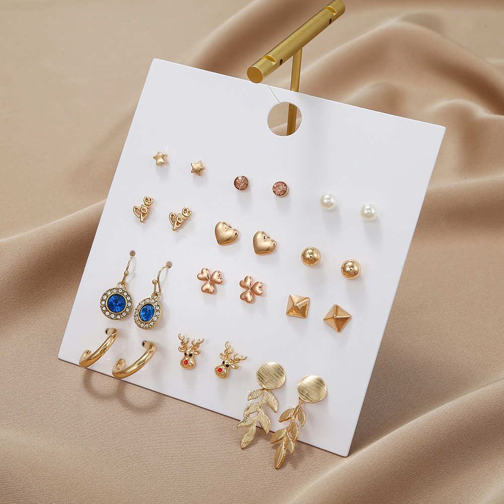 Fashion Heart Shape Alloy Womenu0027S Ear Studs 12 pairs