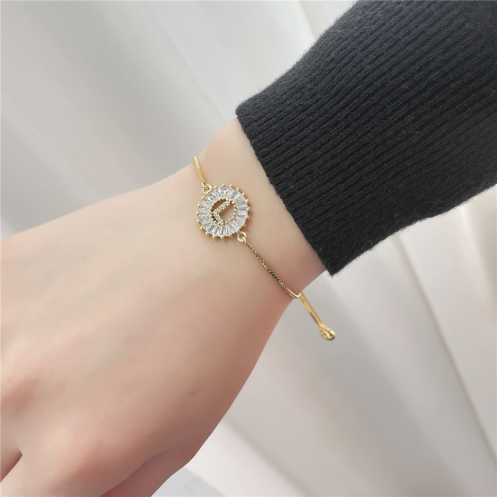 Fashion Letter Alloy Inlay Artificial Gemstones Womenu0027S Bracelets 1 Piece