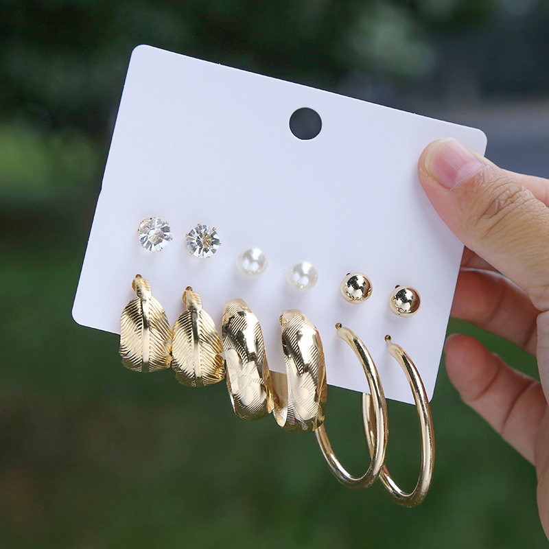 Fashion C Shape Alloy Womenu0027S Hoop Earrings 6 Pairs