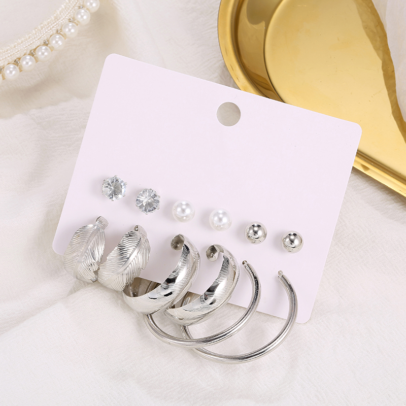 Fashion C Shape Alloy Womenu0027S Hoop Earrings 6 Pairs