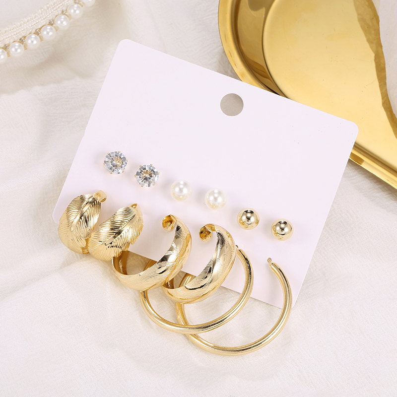 Fashion C Shape Alloy Womenu0027S Hoop Earrings 6 Pairs