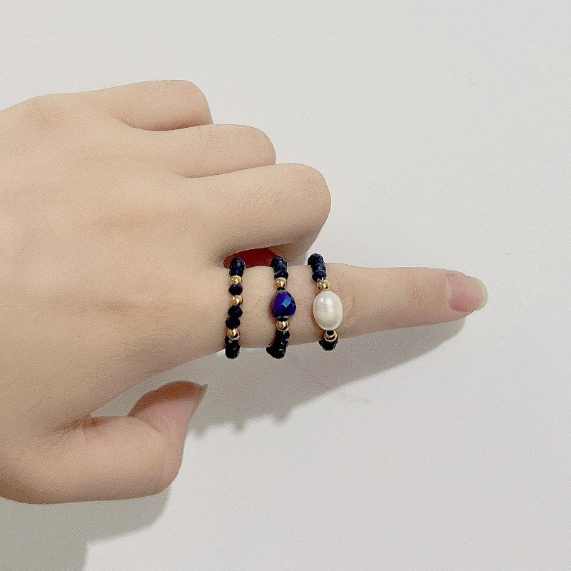 Bohemian Geometric Beaded Imitation Pearl Glass Womenu0027S Rings