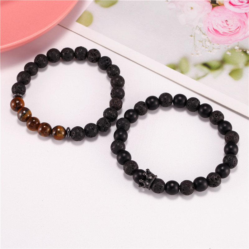 Classic Style Crown Alloy Beaded Unisex Bracelets 2 Pieces