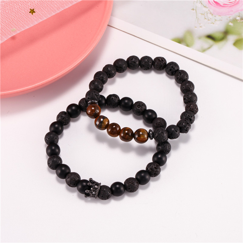 Classic Style Crown Alloy Beaded Unisex Bracelets 2 Pieces