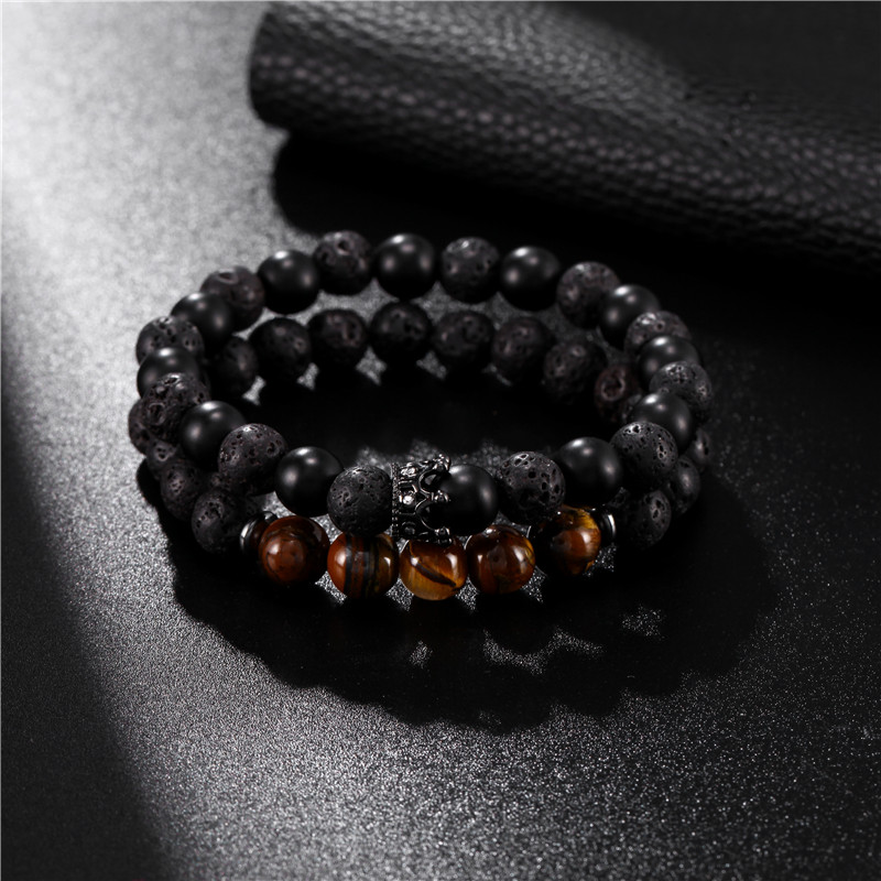 Classic Style Crown Alloy Beaded Unisex Bracelets 2 Pieces