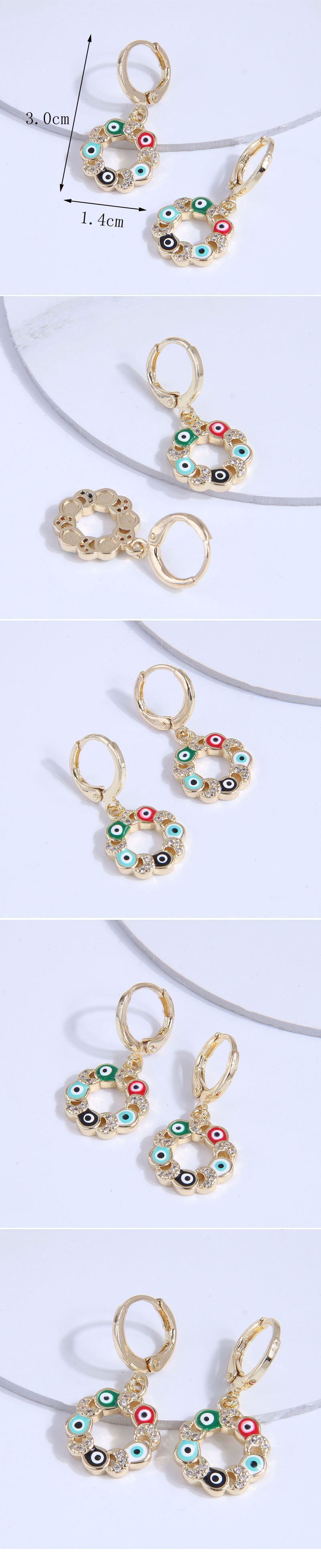 Fashion Devilu0027S Eye Copper Inlay Zircon Drop Earrings 1 Pair