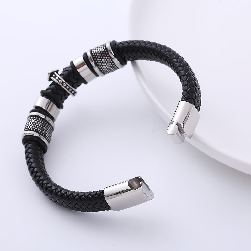 Vintage Style Cross Stainless Steel Metal PU Bracelets 1 Piece