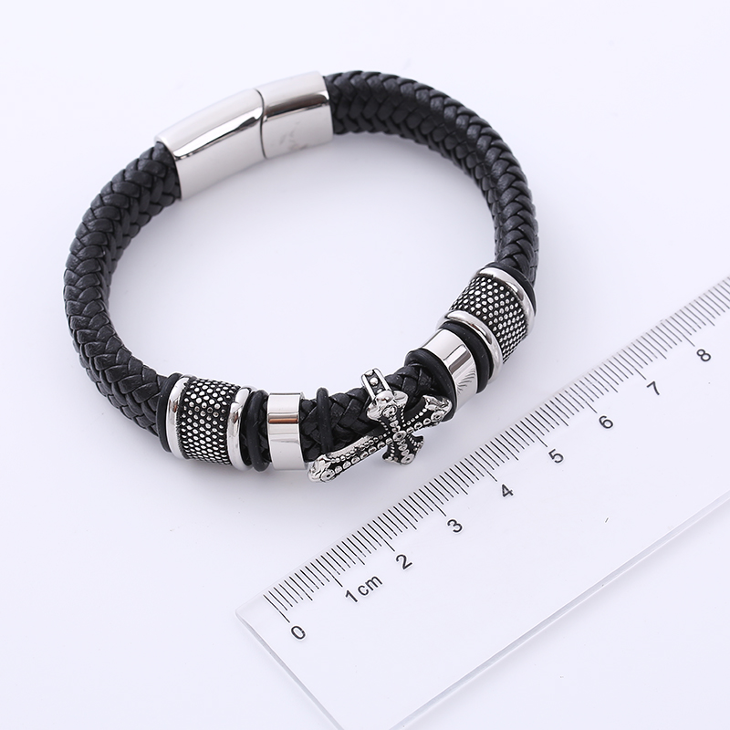 Vintage Style Cross Stainless Steel Metal PU Bracelets 1 Piece