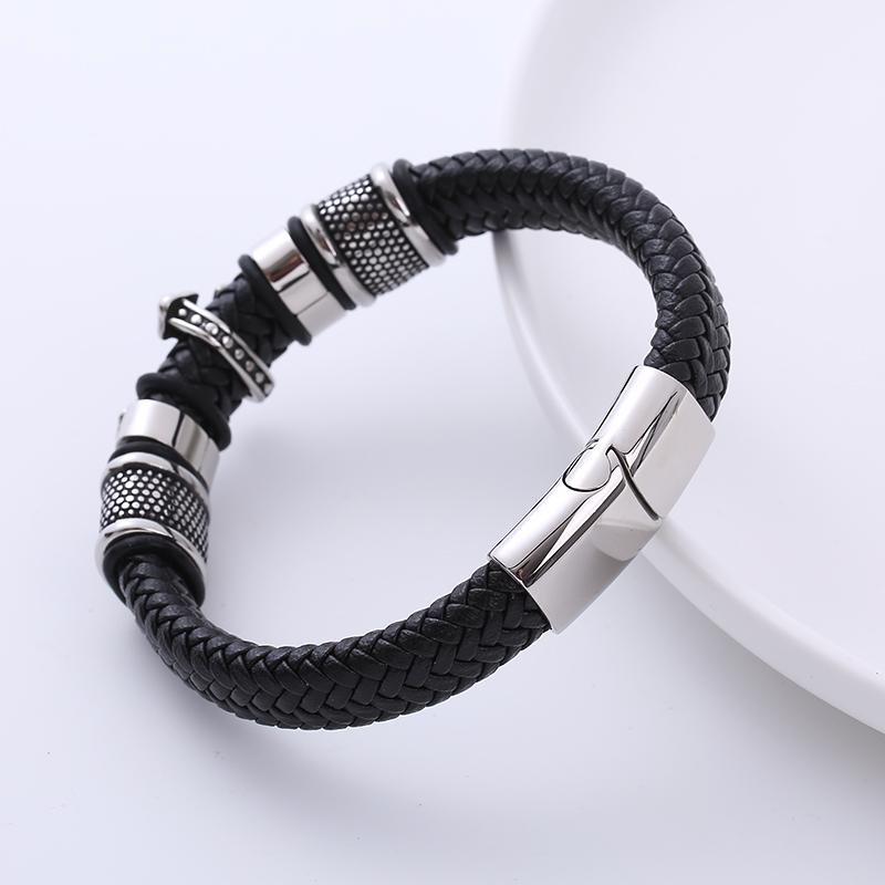 Vintage Style Cross Stainless Steel Metal PU Bracelets 1 Piece