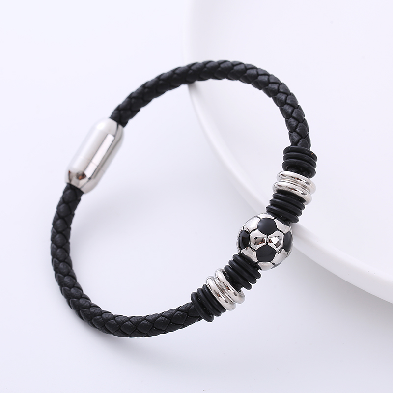 Vintage Style Football Stainless Steel Woven Belt Metal Bracelets 1 Piece