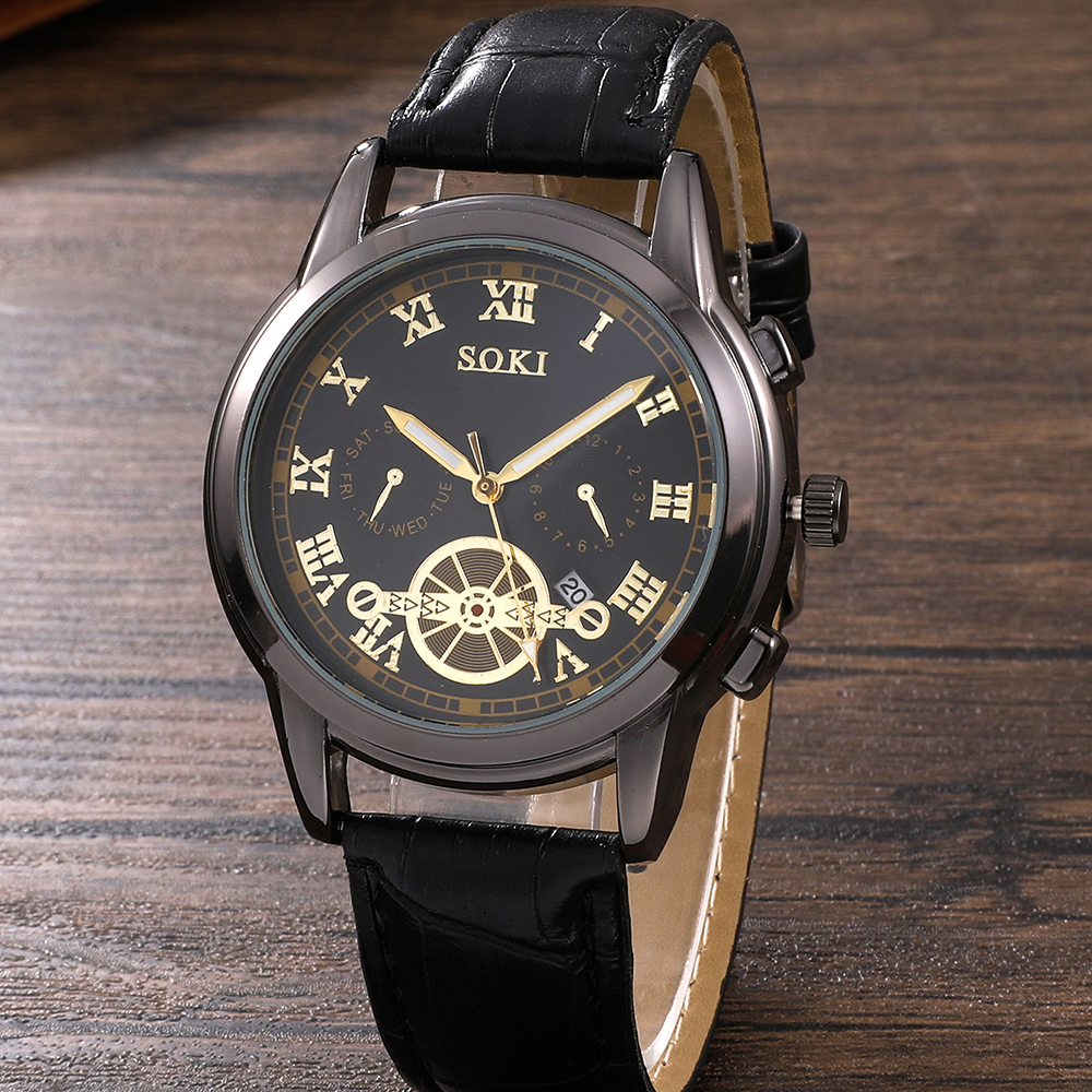 Fashion Round Buckle Quartz Menu0027s Watches