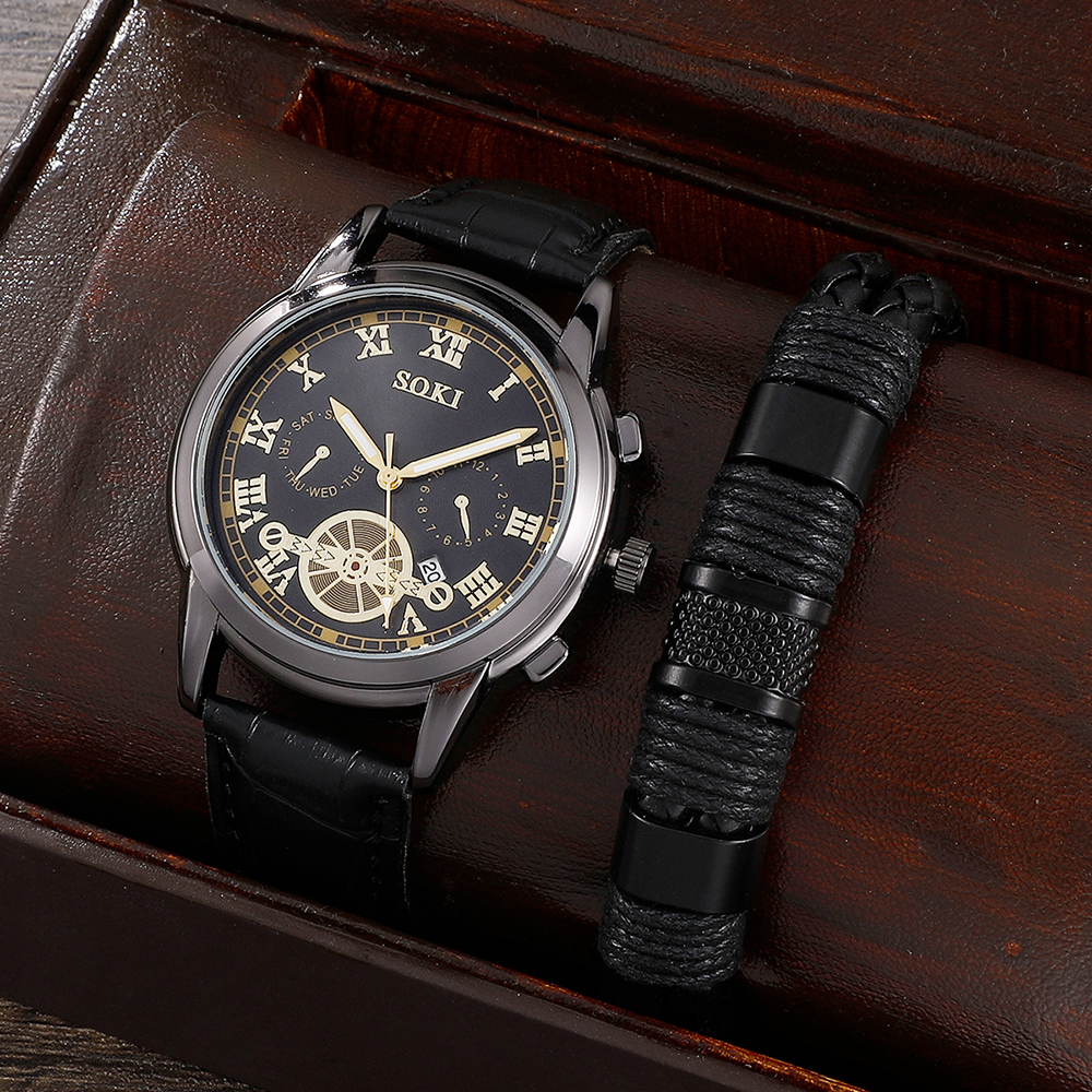 Fashion Round Buckle Quartz Menu0027s Watches