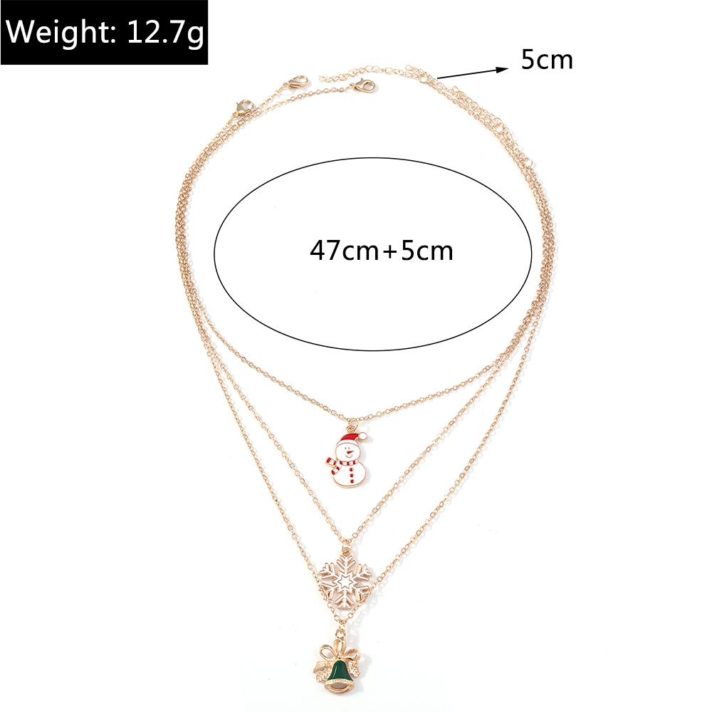 Cute Christmas Tree Santa Claus Elk Alloy Enamel Womenu0027S Pendant Necklace 3 Pieces