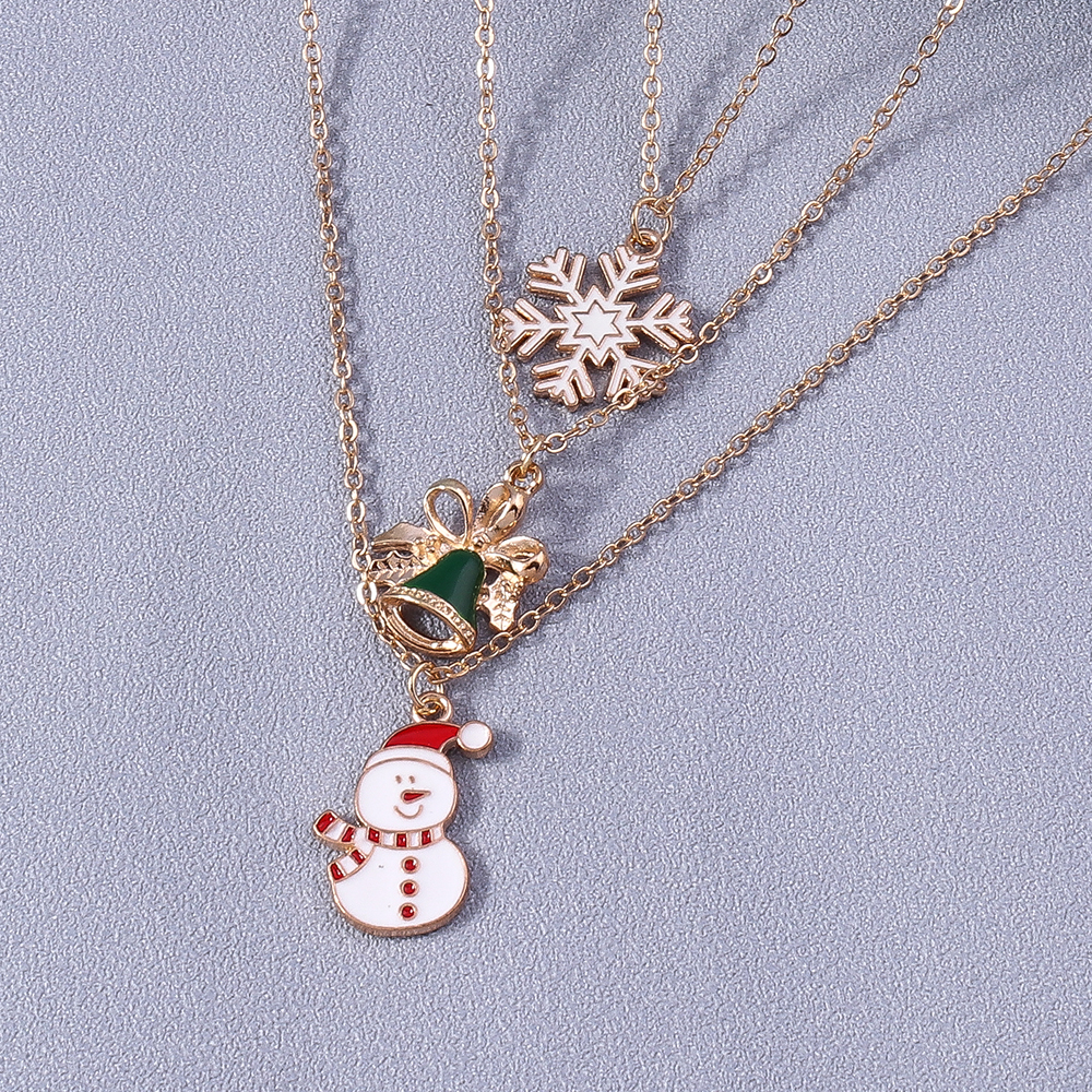 Cute Christmas Tree Santa Claus Elk Alloy Enamel Womenu0027S Pendant Necklace 3 Pieces