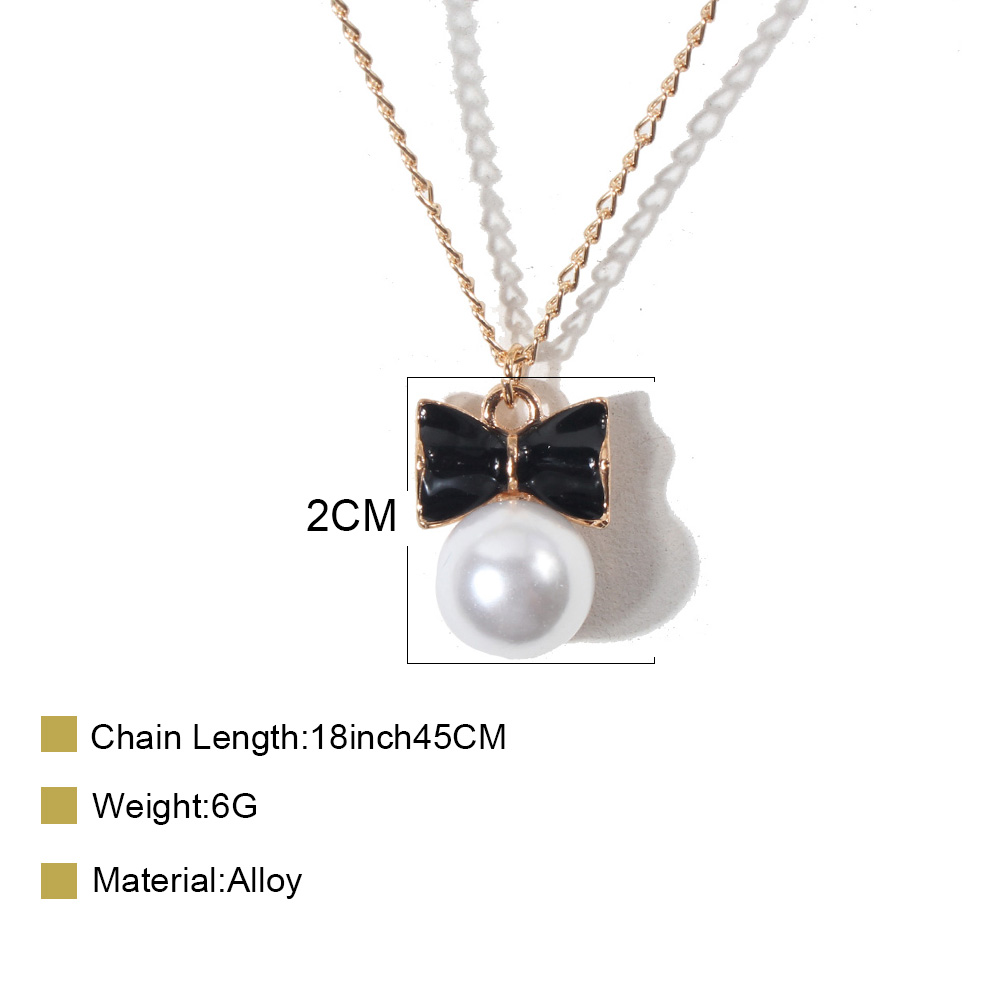 Simple Style Bow Knot Alloy Plating Artificial Pearls Womenu0027S Pendant Necklace 1 Piece