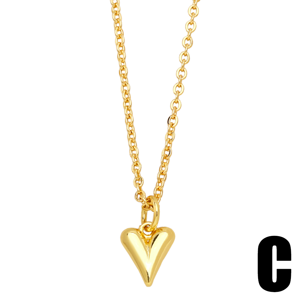 Simple Style Star Heart Shape Copper Gold Plated Zircon Pendant Necklace 1 Piece