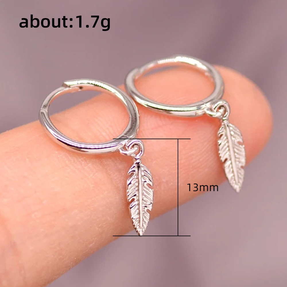 Simple Style Feather Copper Plating Earrings 1 Pair