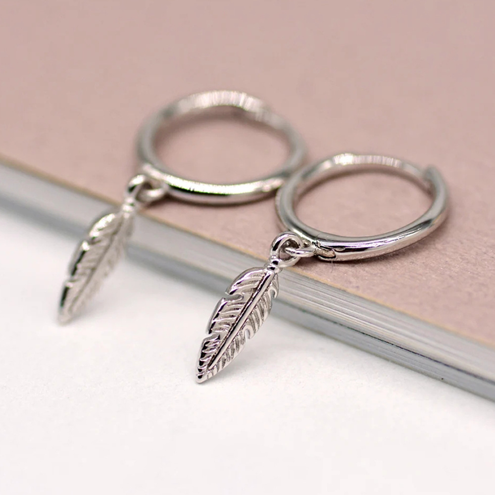 Simple Style Feather Copper Plating Earrings 1 Pair