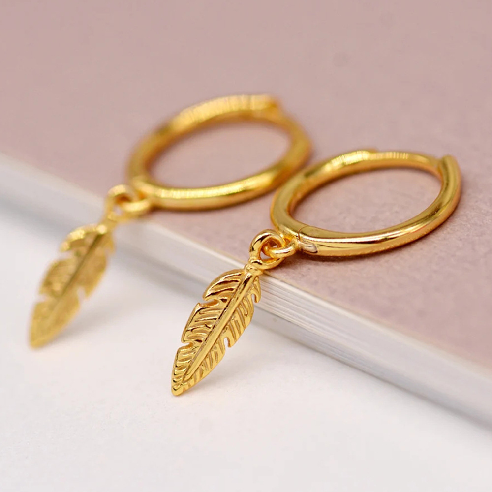 Simple Style Feather Copper Plating Earrings 1 Pair