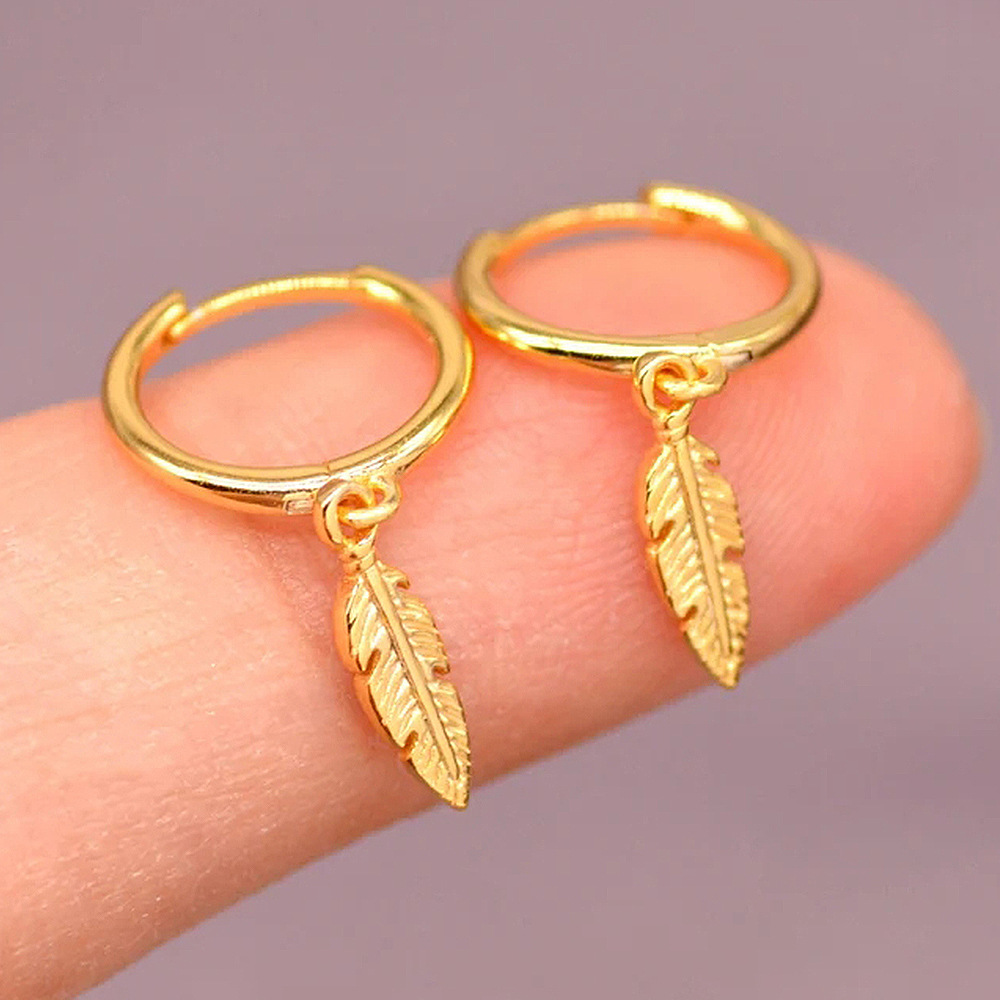 Simple Style Feather Copper Plating Earrings 1 Pair