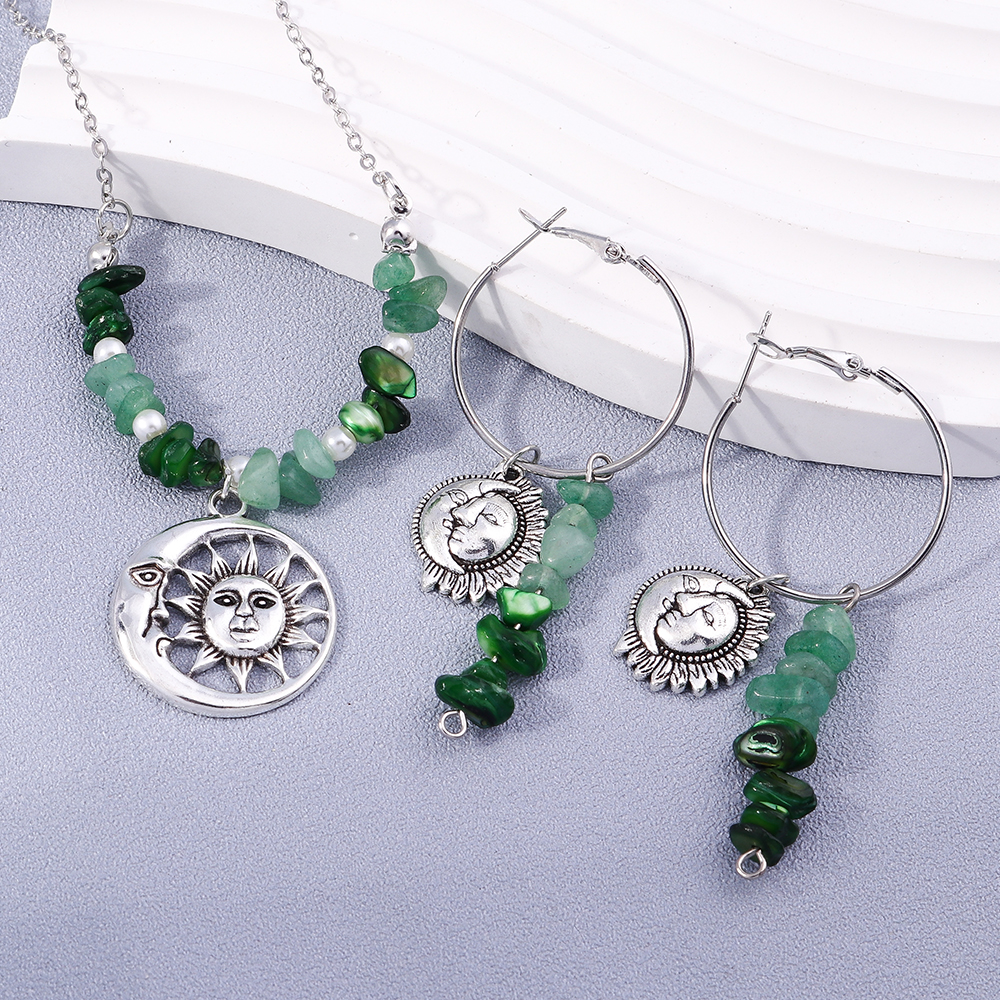 Fashion Sun Moon Alloy Beaded Hollow Out Womenu0027S Jewelry Set 1 Set