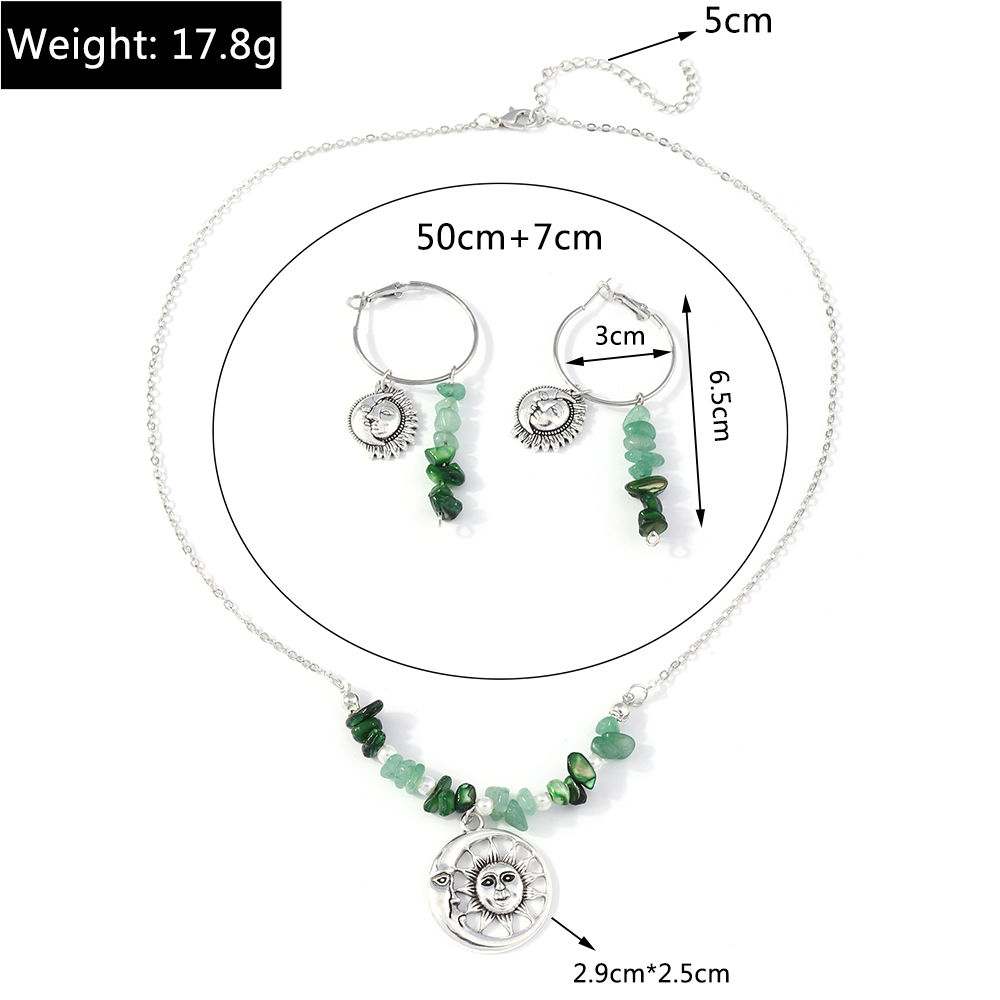 Fashion Sun Moon Alloy Beaded Hollow Out Womenu0027S Jewelry Set 1 Set