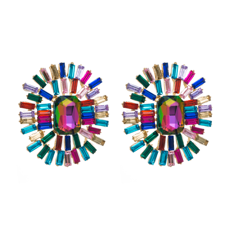 Baroque Style Flower Alloy Inlay Glass Womenu0027S Earrings 1 Pair